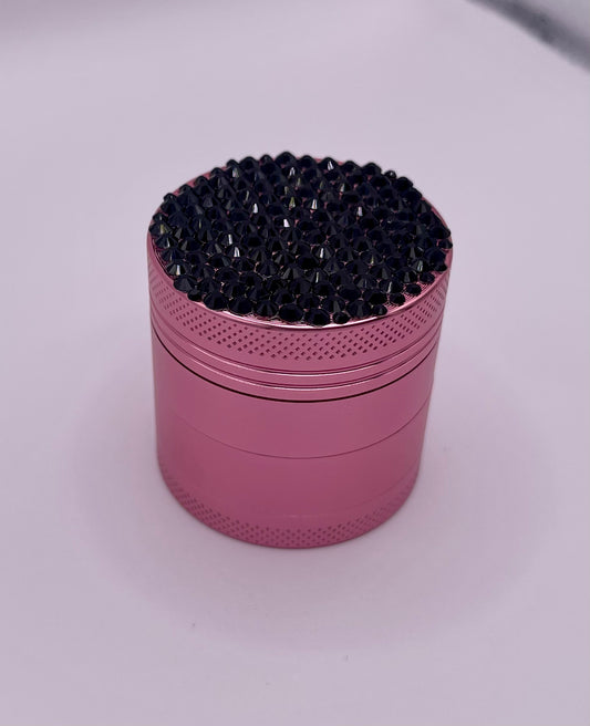 Mini Herb Grinder "Ebonpetal" - with Glass Crystal Rhinestones