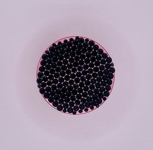 Mini Herb Grinder "Ebonpetal" - with Glass Crystal Rhinestones